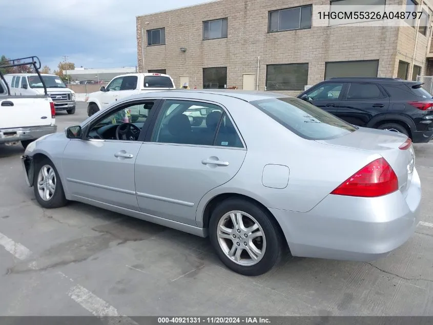 2006 Honda Accord 2.4 Se VIN: 1HGCM55326A048797 Lot: 40921331