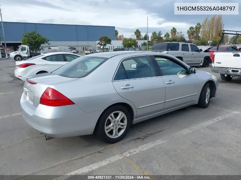 2006 Honda Accord 2.4 Se VIN: 1HGCM55326A048797 Lot: 40921331