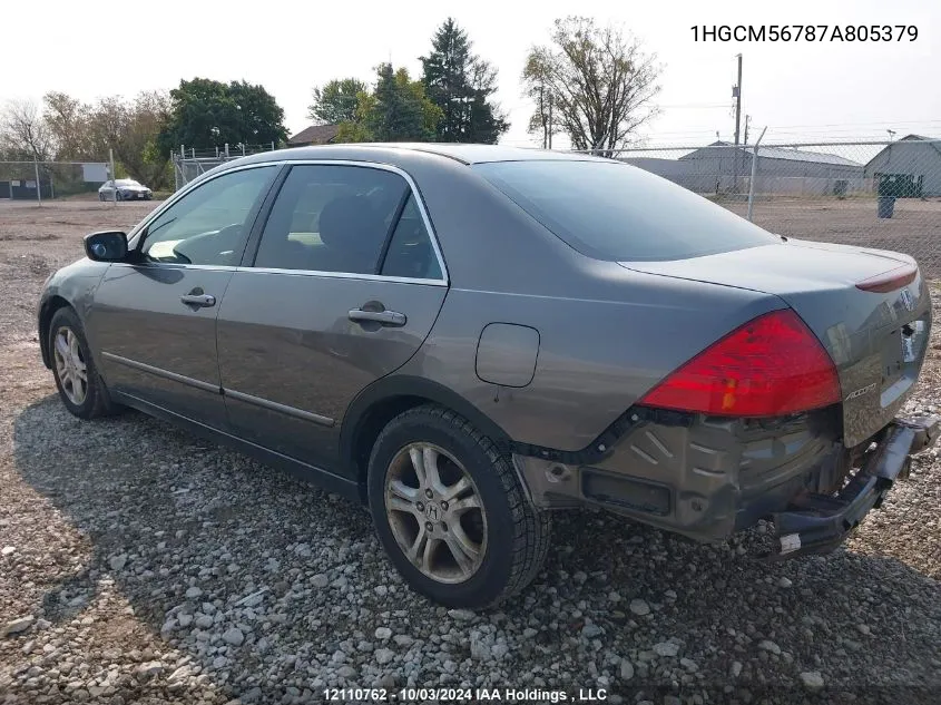 2007 Honda Accord Sdn VIN: 1HGCM56787A805379 Lot: 12110762