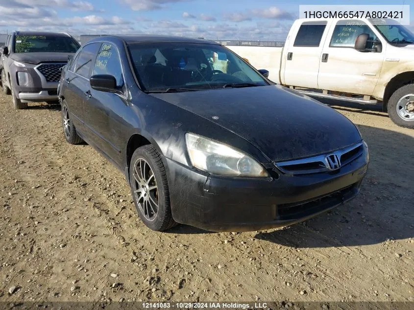 2007 Honda Accord Sdn VIN: 1HGCM66547A802421 Lot: 12141083