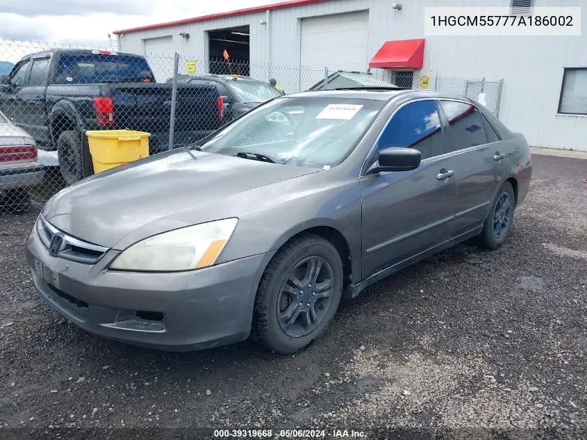 2007 Honda Accord 2.4 Ex VIN: 1HGCM55777A186002 Lot: 39319668