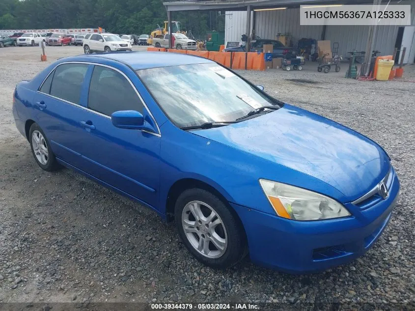 2007 Honda Accord 2.4 Se VIN: 1HGCM56367A125333 Lot: 39344379