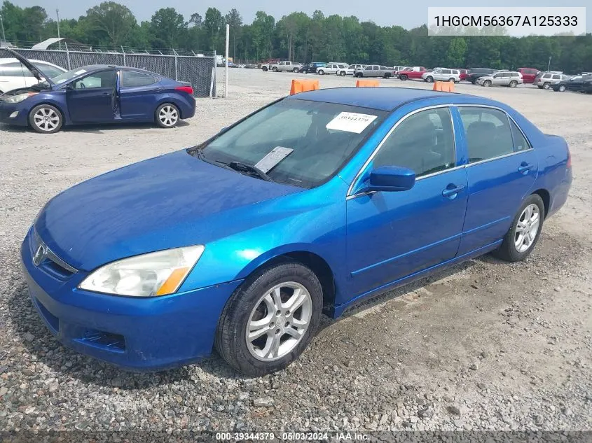 2007 Honda Accord 2.4 Se VIN: 1HGCM56367A125333 Lot: 39344379