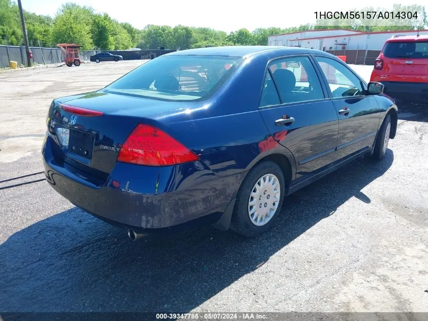 2007 Honda Accord 2.4 Vp VIN: 1HGCM56157A014304 Lot: 39347785