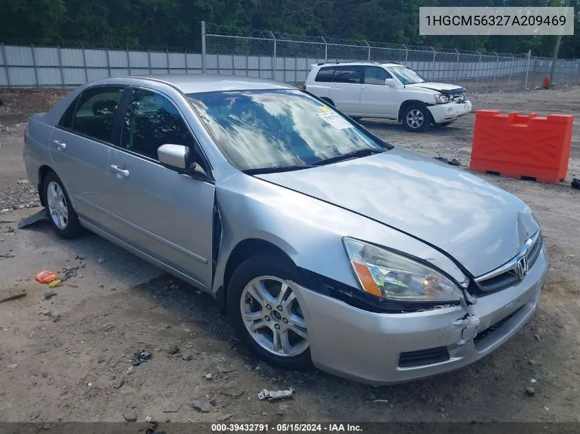 2007 Honda Accord 2.4 Se VIN: 1HGCM56327A209469 Lot: 39432791