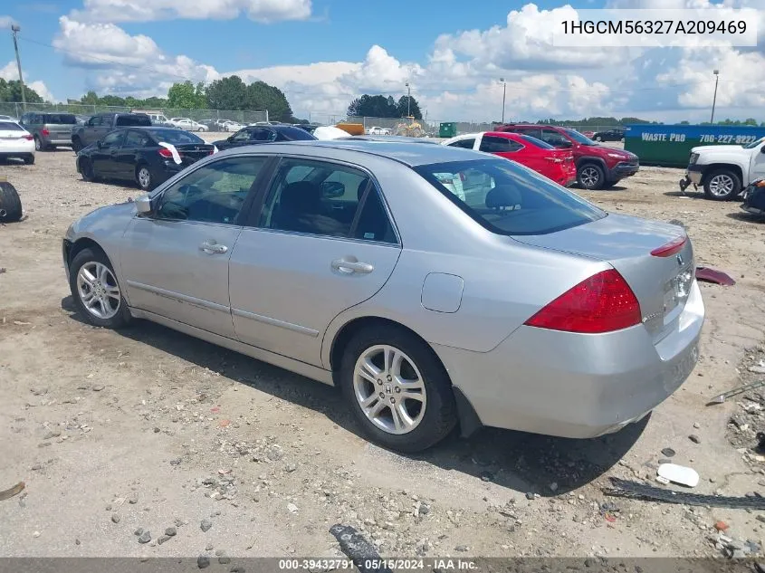 2007 Honda Accord 2.4 Se VIN: 1HGCM56327A209469 Lot: 39432791