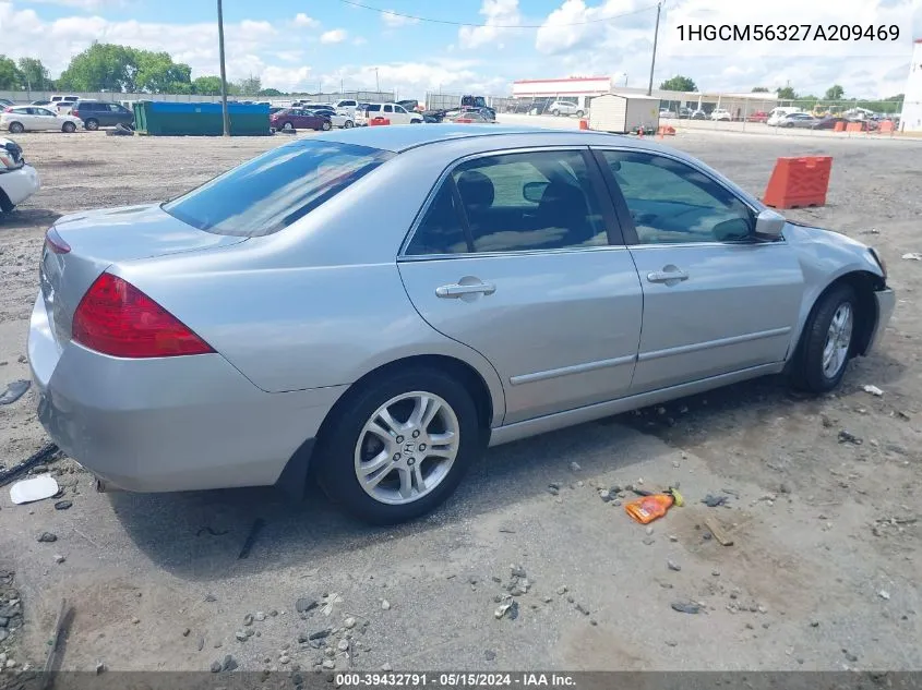 2007 Honda Accord 2.4 Se VIN: 1HGCM56327A209469 Lot: 39432791