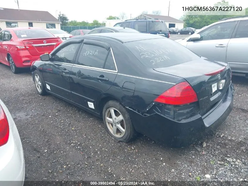 2007 Honda Accord 2.4 Se VIN: 1HGCM56367A227120 Lot: 39502494