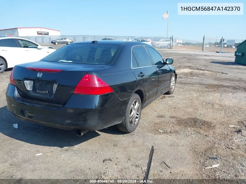 2007 Honda Accord 2.4 Ex VIN: 1HGCM56847A142370 Lot: 40046745