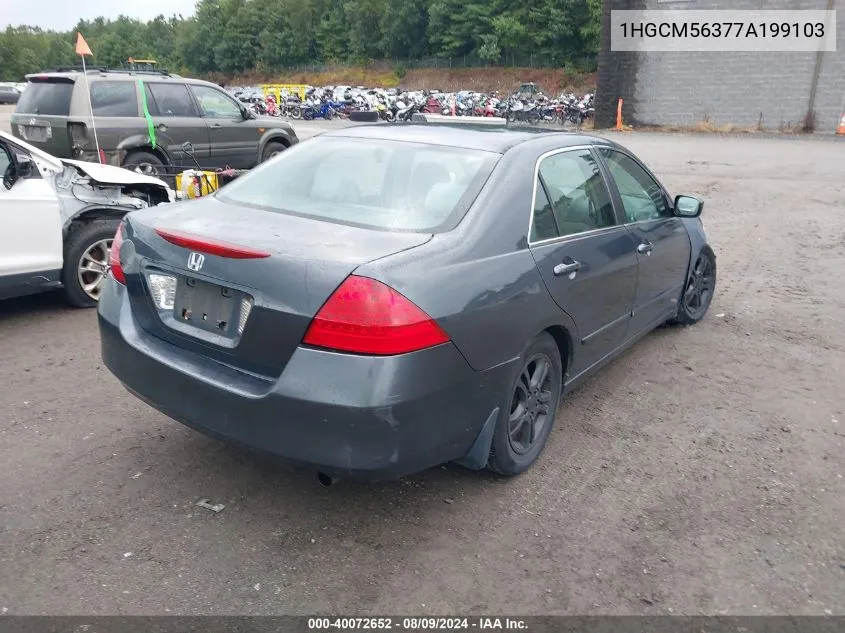 2007 Honda Accord 2.4 Se VIN: 1HGCM56377A199103 Lot: 40072652