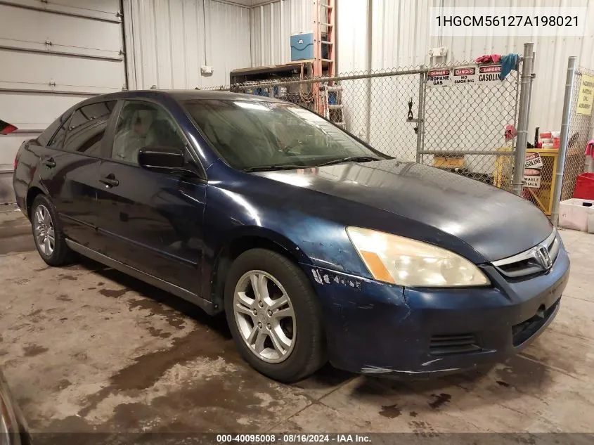 2007 Honda Accord 2.4 Vp VIN: 1HGCM56127A198021 Lot: 40095008