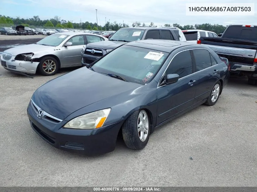 2007 Honda Accord 2.4 Ex VIN: 1HGCM56867A087503 Lot: 40300776