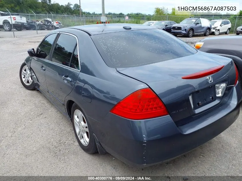 2007 Honda Accord 2.4 Ex VIN: 1HGCM56867A087503 Lot: 40300776