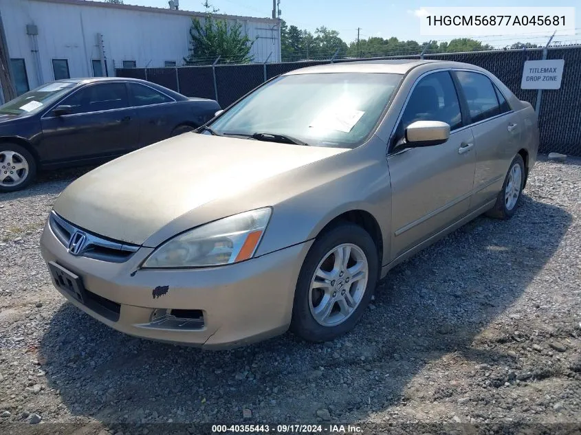 2007 Honda Accord 2.4 Ex VIN: 1HGCM56877A045681 Lot: 40355443