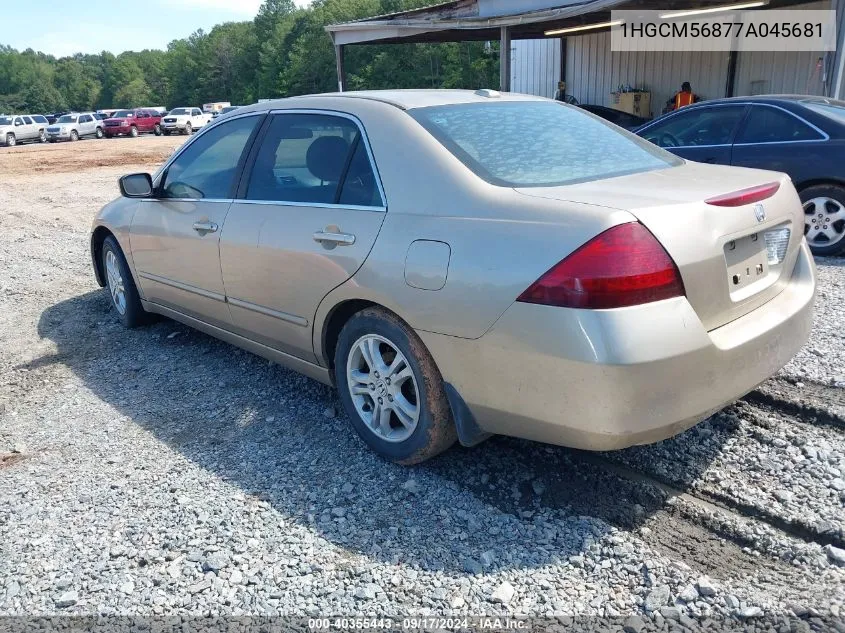 2007 Honda Accord 2.4 Ex VIN: 1HGCM56877A045681 Lot: 40355443