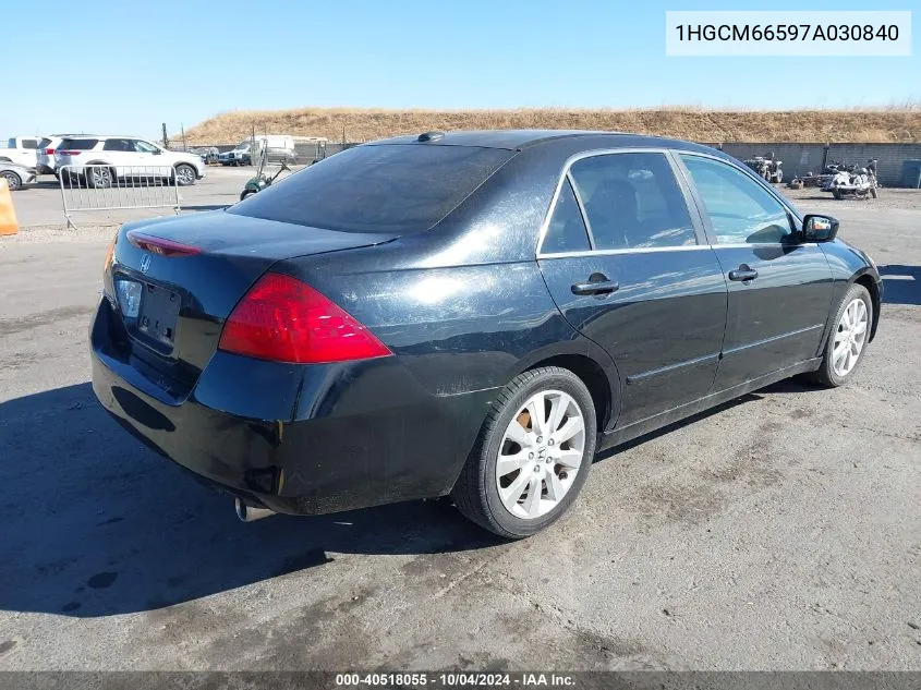 2007 Honda Accord 3.0 Ex VIN: 1HGCM66597A030840 Lot: 40518055