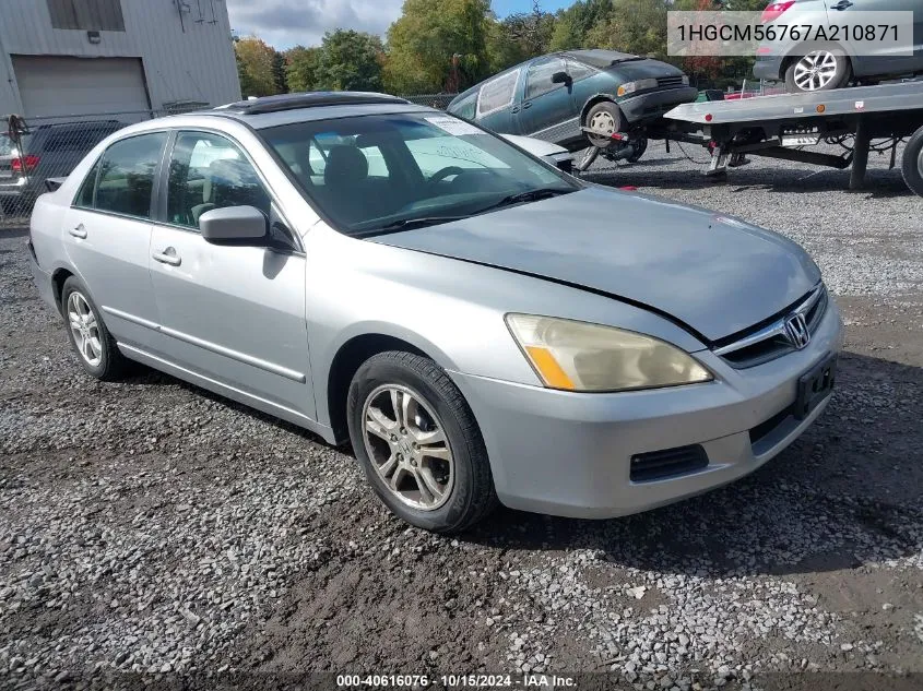 2007 Honda Accord 2.4 Ex VIN: 1HGCM56767A210871 Lot: 40616076