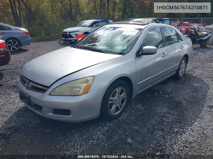 2007 Honda Accord 2.4 Ex VIN: 1HGCM56767A210871 Lot: 40616076