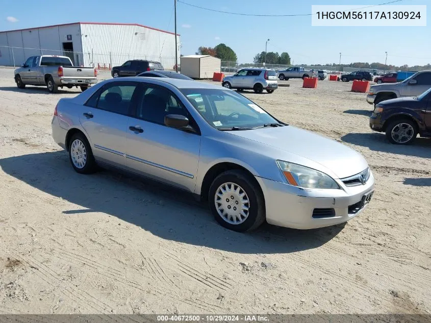 2007 Honda Accord 2.4 Vp VIN: 1HGCM56117A130924 Lot: 40672500