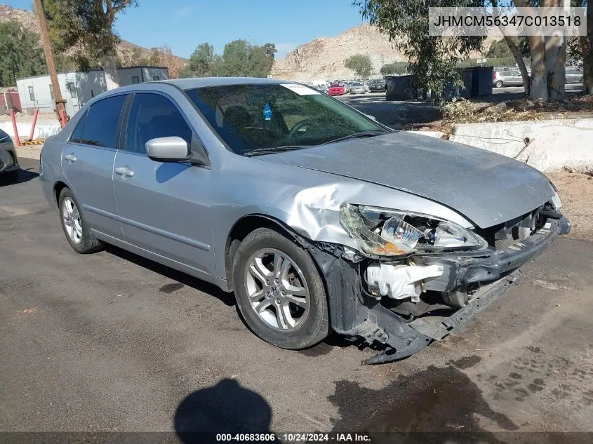 2007 Honda Accord 2.4 Se VIN: JHMCM56347C013518 Lot: 40683606