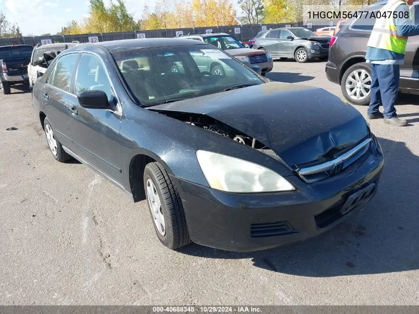 2007 Honda Accord 2.4 Lx VIN: 1HGCM56477A047508 Lot: 40688348