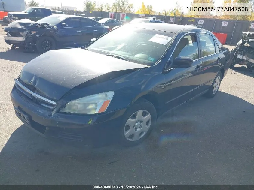 2007 Honda Accord 2.4 Lx VIN: 1HGCM56477A047508 Lot: 40688348