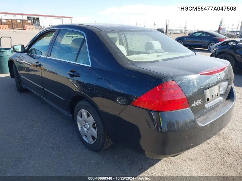 2007 Honda Accord 2.4 Lx VIN: 1HGCM56477A047508 Lot: 40688348