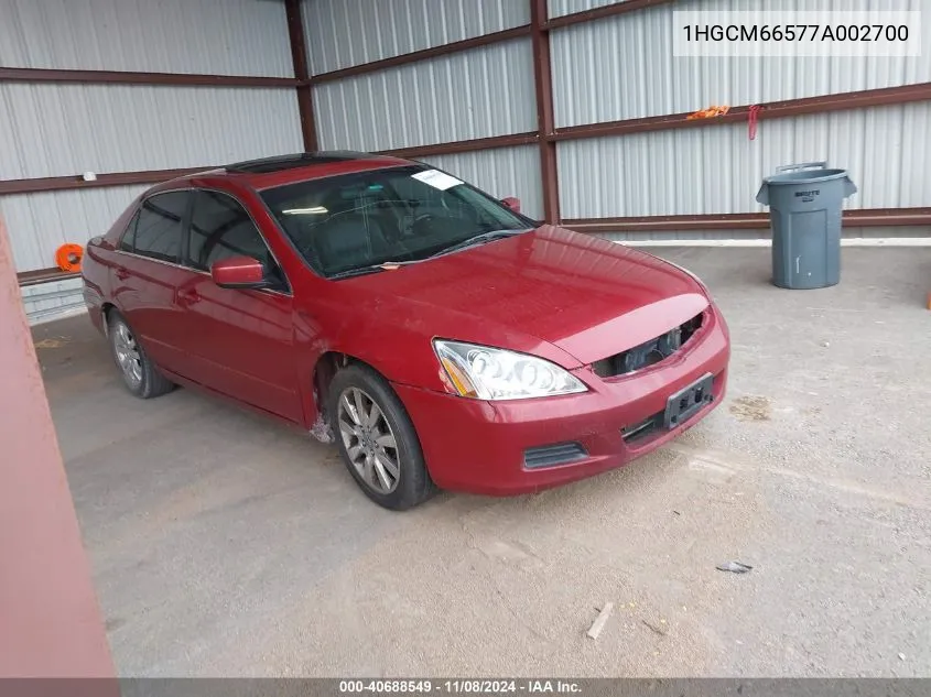 1HGCM66577A002700 2007 Honda Accord 3.0 Ex