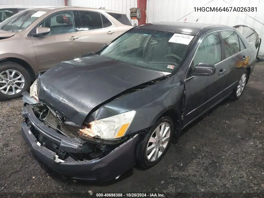 2007 Honda Accord 3.0 Se VIN: 1HGCM66467A026381 Lot: 40698388