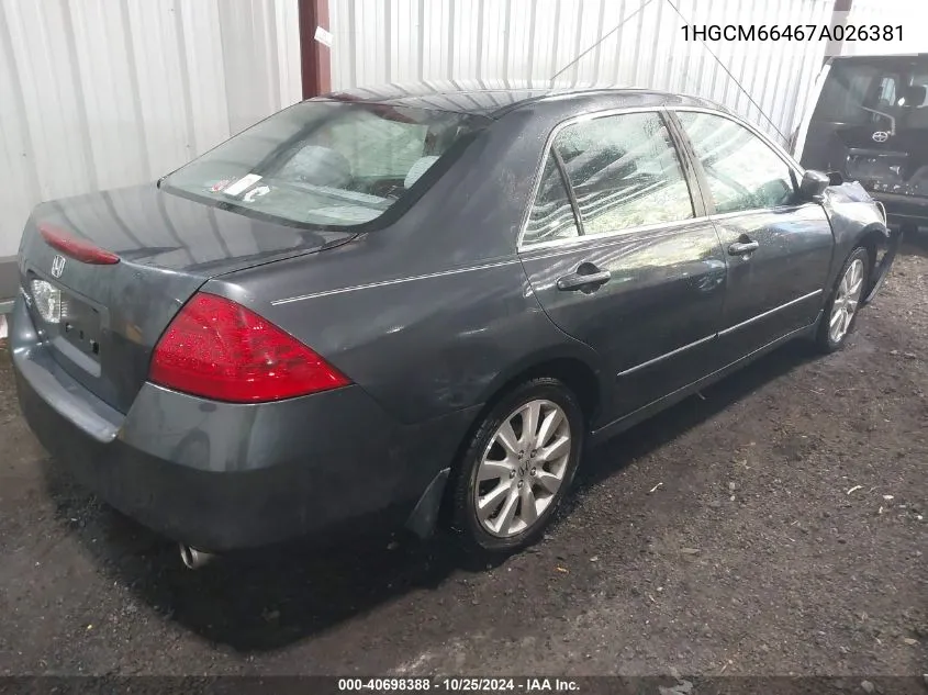 1HGCM66467A026381 2007 Honda Accord 3.0 Se