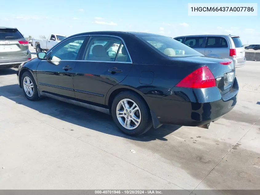 2007 Honda Accord 3.0 Se VIN: 1HGCM66437A007786 Lot: 40701946