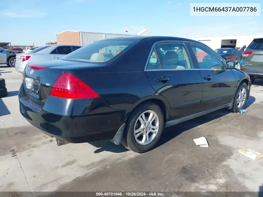 2007 Honda Accord 3.0 Se VIN: 1HGCM66437A007786 Lot: 40701946