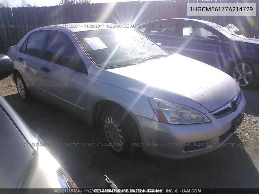 1HGCM56177A214729 2007 Honda Accord 2.4 Vp