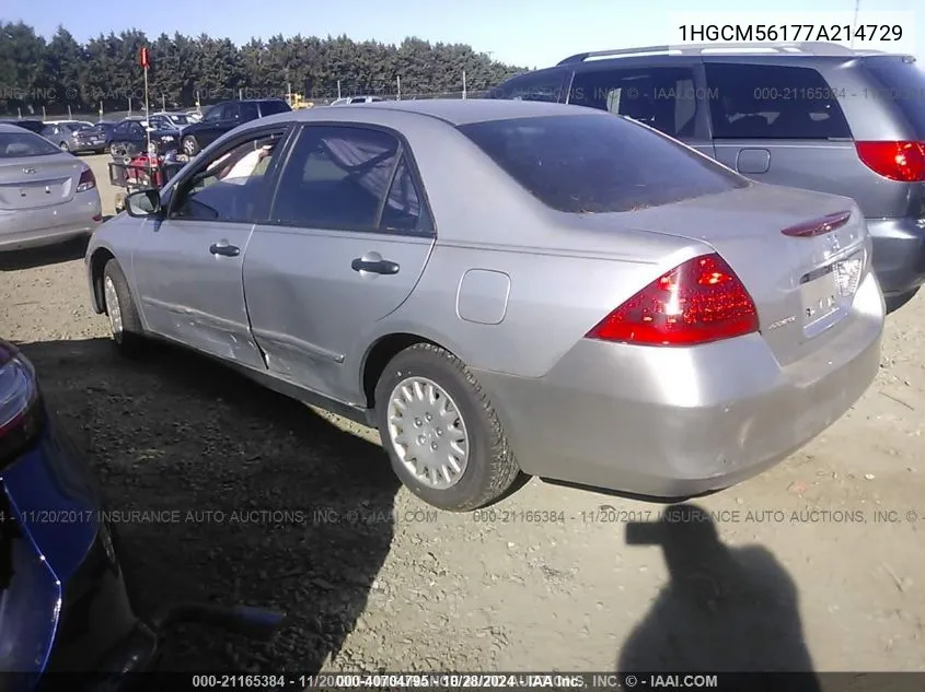 1HGCM56177A214729 2007 Honda Accord 2.4 Vp