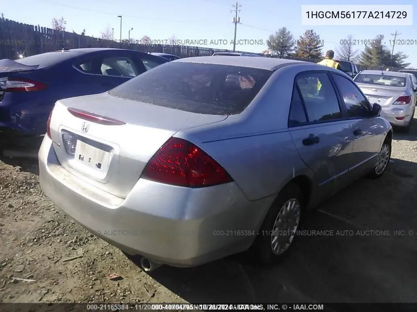 1HGCM56177A214729 2007 Honda Accord 2.4 Vp