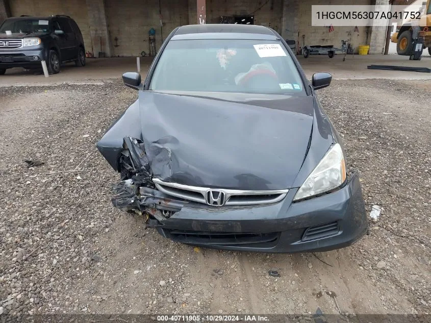 2007 Honda Accord 2.4 Se VIN: 1HGCM56307A041752 Lot: 40711905