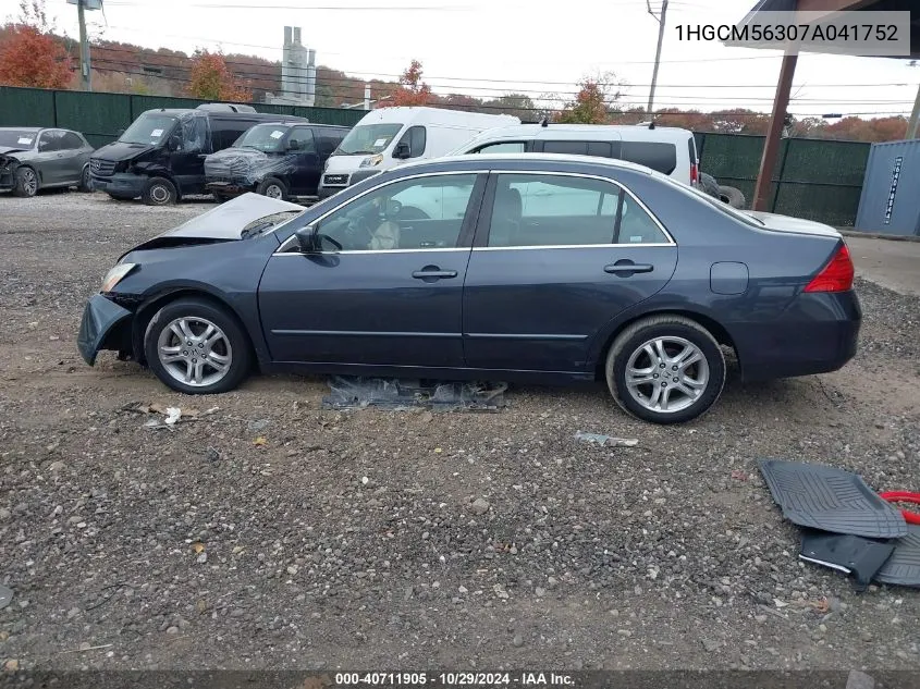 2007 Honda Accord 2.4 Se VIN: 1HGCM56307A041752 Lot: 40711905