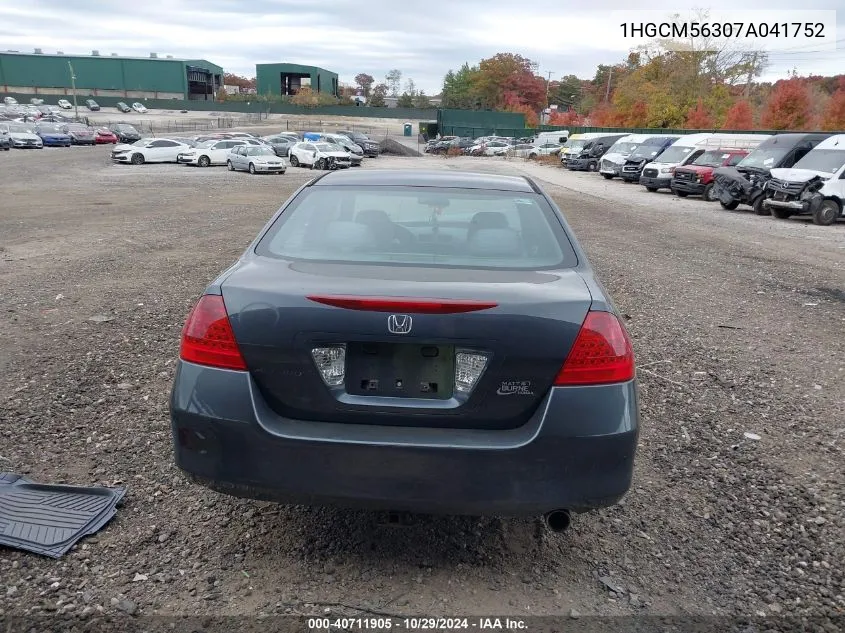 2007 Honda Accord 2.4 Se VIN: 1HGCM56307A041752 Lot: 40711905