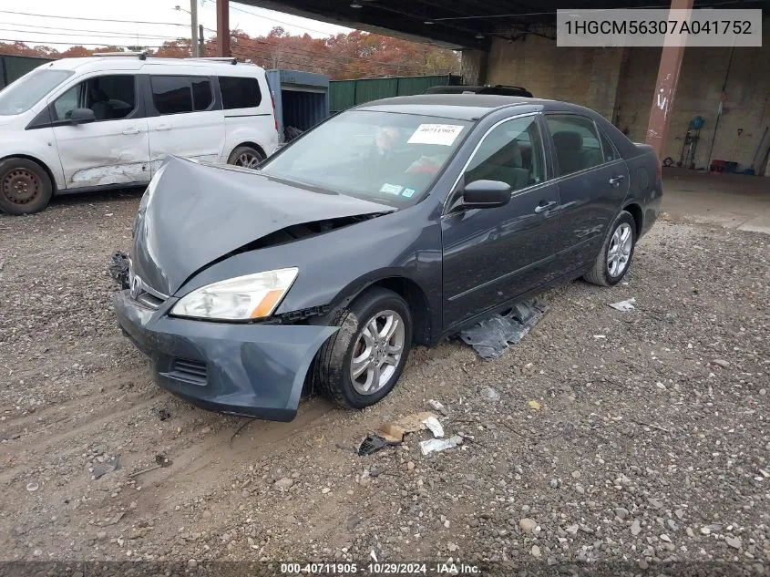 2007 Honda Accord 2.4 Se VIN: 1HGCM56307A041752 Lot: 40711905