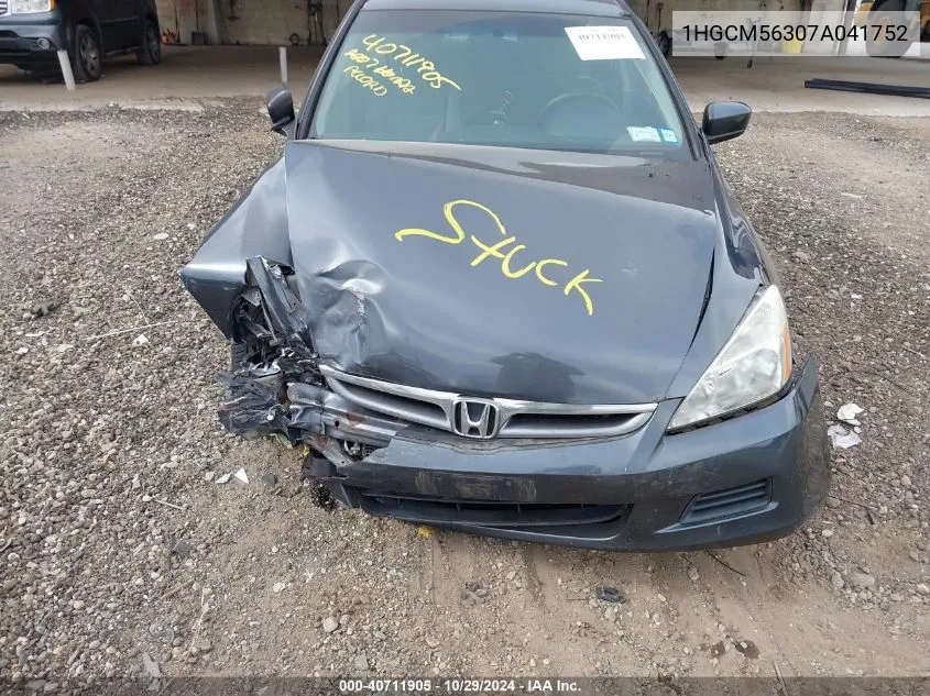 2007 Honda Accord 2.4 Se VIN: 1HGCM56307A041752 Lot: 40711905