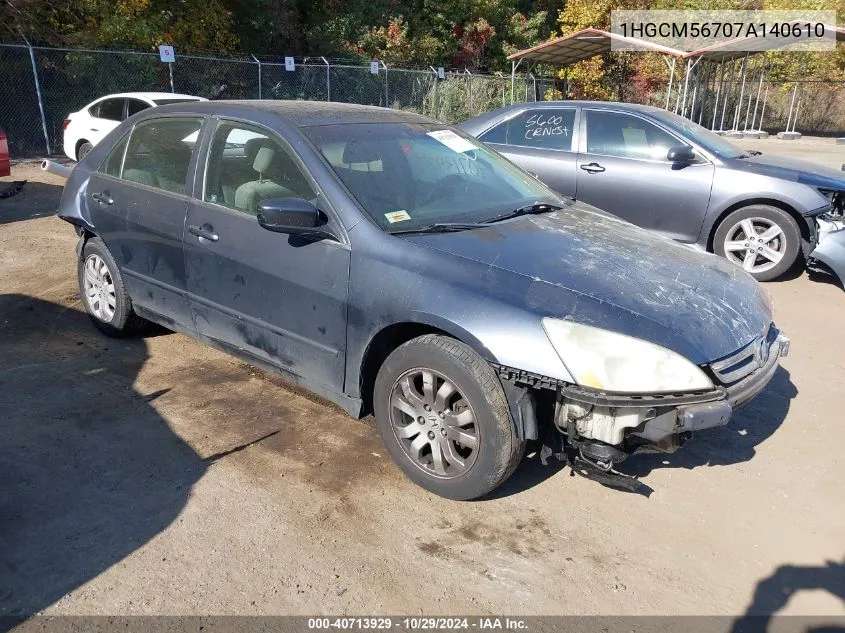 2007 Honda Accord 2.4 Ex VIN: 1HGCM56707A140610 Lot: 40713929