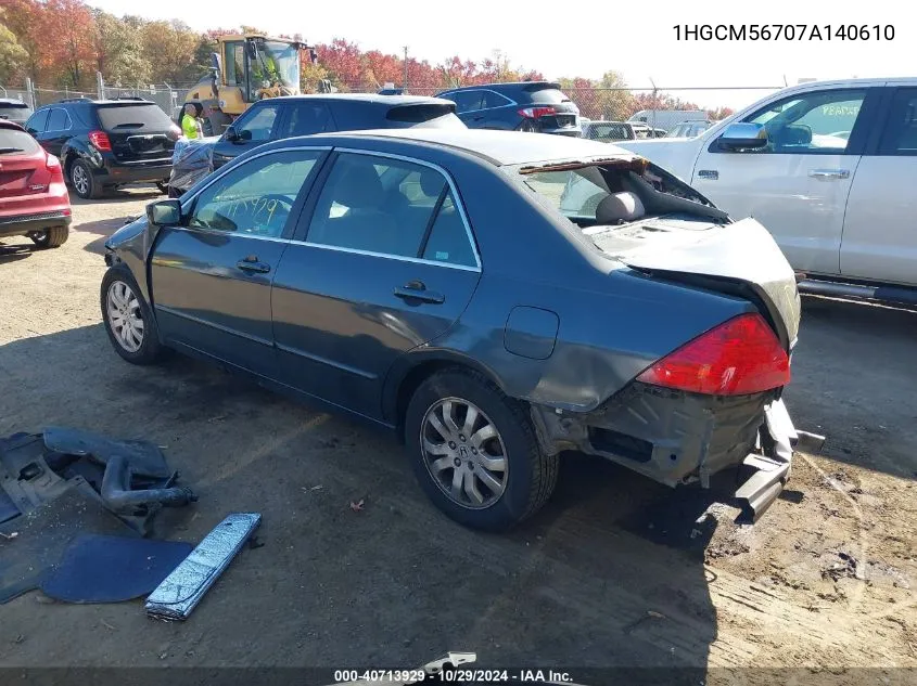 2007 Honda Accord 2.4 Ex VIN: 1HGCM56707A140610 Lot: 40713929