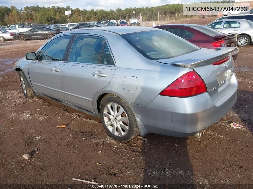 2007 Honda Accord 3.0 Se VIN: 1HGCM66487A047233 Lot: 40719778