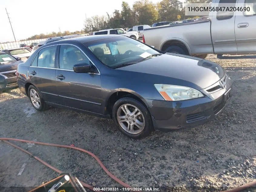 2007 Honda Accord 2.4 Ex VIN: 1HGCM56847A204690 Lot: 40738331