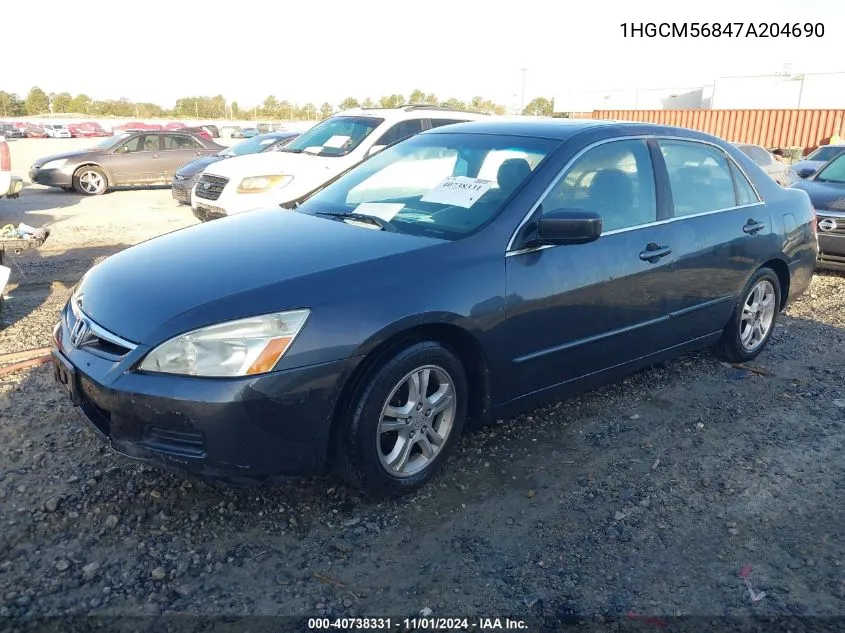 2007 Honda Accord 2.4 Ex VIN: 1HGCM56847A204690 Lot: 40738331