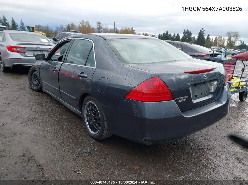 1HGCM564X7A003826 2007 Honda Accord 2.4 Lx