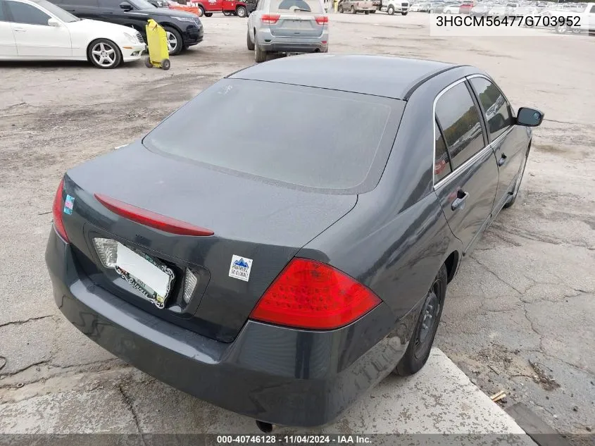 3HGCM56477G703952 2007 Honda Accord 2.4 Lx