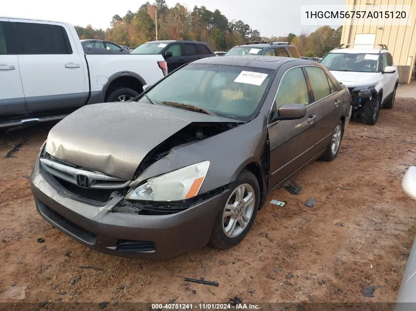 2007 Honda Accord 2.4 Ex VIN: 1HGCM56757A015120 Lot: 40751241