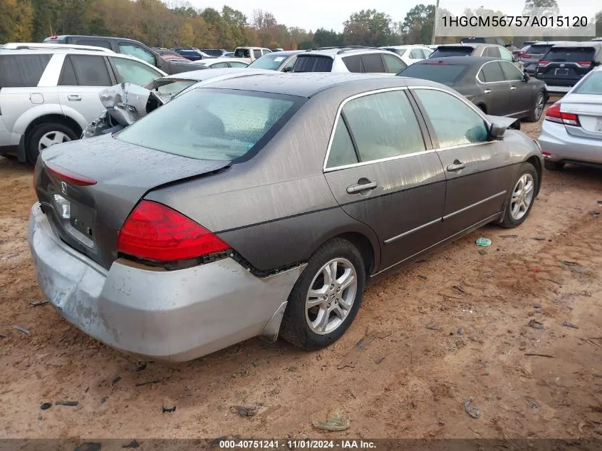 2007 Honda Accord 2.4 Ex VIN: 1HGCM56757A015120 Lot: 40751241