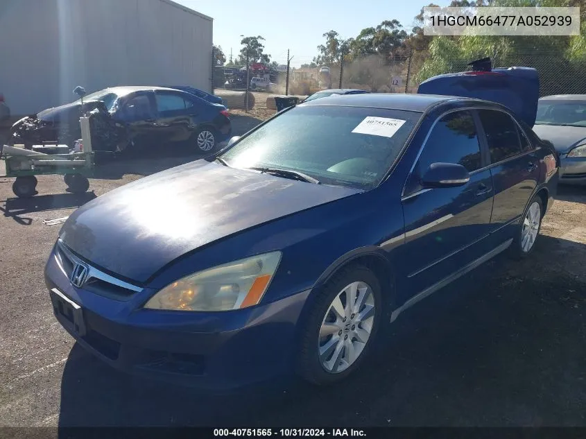 2007 Honda Accord 3.0 Se VIN: 1HGCM66477A052939 Lot: 40751565